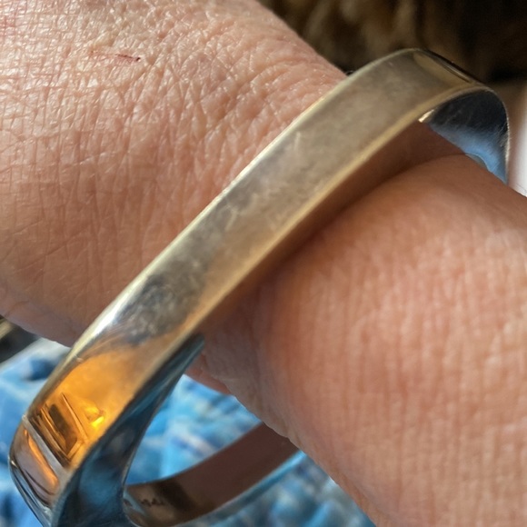 Rectangle Sterling Silver 925  bangle  marked MexicoTD 54 also marked - Picture 9 of 11